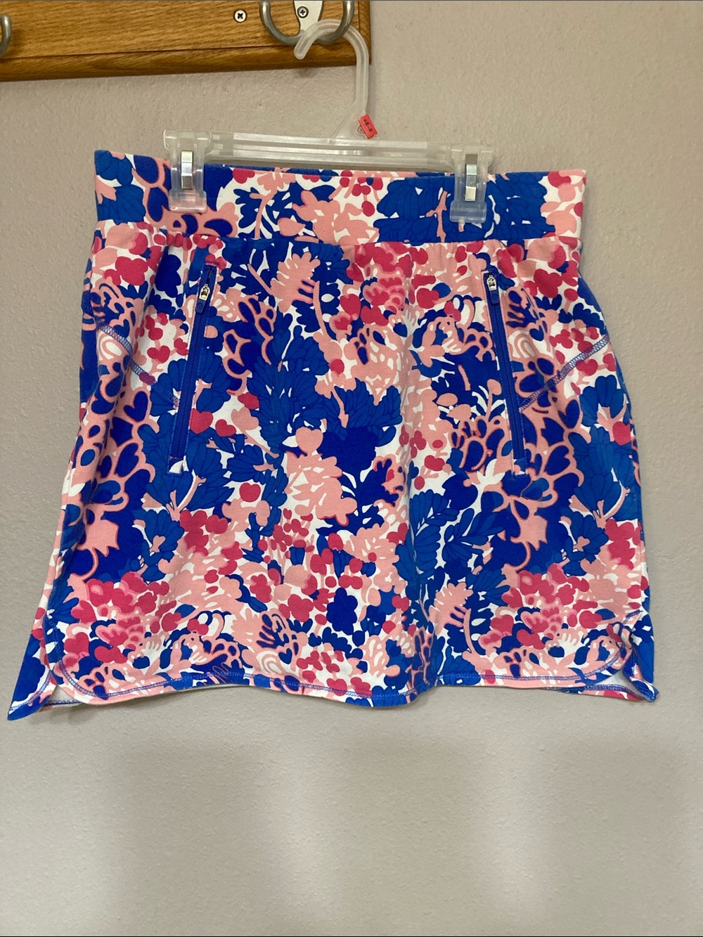 T by Talbots Everyday Yoga mini Skort skirt Spring Garden blue pink floral SP
